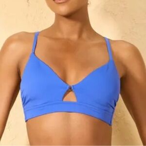 Shade & Shore Longline Ring Detail Underwire Blue Bikini, Size 36D, NWT